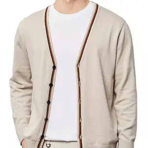 Мужской кардиган с V-образным вырезом, повседневный трикотажный кардиган контрастных цветов, мужская куртка Премиум-качества для осени, 2022