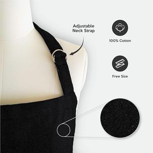 Delantales de cocina ecológicos de estilo clásico de algodón ajustable con estampado de superventas, bolsillos tipo cintura para hornear en casa - Product Image 5
