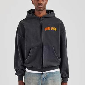 Sweat à capuche à fermeture éclair personnalisé Vintage Boxy Fit Sun délavé pour hommes vente en gros fabricants de pulls à fermeture éclair baggy lavés à l'acide pour hommes - Product Image 1