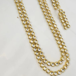 Indian Fancy Traditional and Fashionable Gold Tone Kundan Pearl <b>Long</b> Necklace <b>Earring</b> With Matching <b>Earring</b> Set <b>Women</b> and Girls - Product Image 1