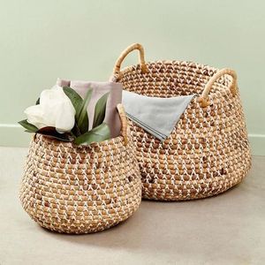 Oval Water Hyacinth <b>Wall</b> <b>Basket</b> for Bathroom for Decorative Storage - Product Image 3
