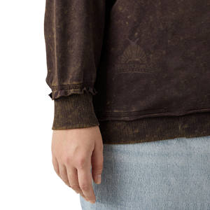 Sudadera con Capucha para Mujer, Estilo Lavado Ácido, Felpa, Cuello Redondo, Manga Larga, Gruesa, Desgastada, 100% Algodón - Product Image 5