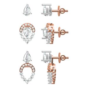 ต่างหูเพชรเม็ดเดี่ยวแบบ2-in-1 10K 14K 18K ตัวเลือกเครื่องประดับทอง - Product Image 1