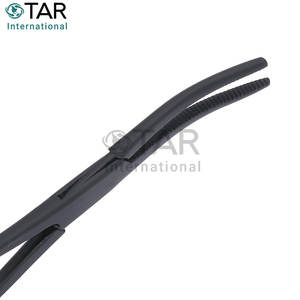 Fórceps hemostáticos curvos, abrazadera de bloqueo de acero inoxidable negro táctico de 5,5 pulgadas, mandíbulas dentadas, instrumentos médicos de pesca Hobby - Product Image 2