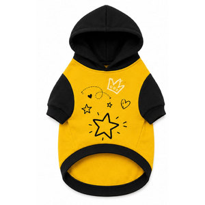 WATZY SPORTS เสื้อฮู้ดสีเหลืองดำสำหรับสัตว์เลี้ยง พิมพ์ลายมงกุฎดาว เสื้อผ้าสุนัขแบบยูนิเซ็กซ์ รุ่น WI-PH-4401 - Product Image 2