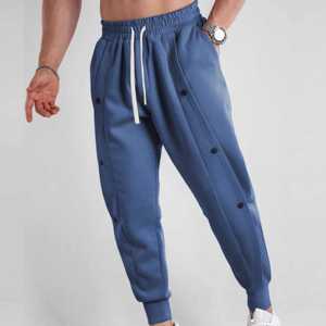 Último diseño elegante ligero moda deportes Fitness pantalones de chándal Algodón hecho con cordón elástico cintura Jogger pantalones hombres - Product Image 3
