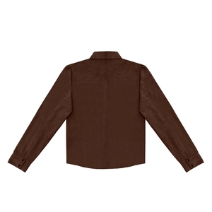 <b>Men's</b> Dark Brown Suede Trucker <b>Shirt</b> Western Denim Style <b>with</b> Front <b>Pockets</b> Formal or Casual Wear Available in All Sizes. - Product Image 5