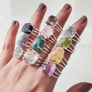 Bague pour femme en pierre brute, turquoise naturelle, tourmaline, aquamarine, pierre précieuse, bijoux statement, bague en argent sterling 925 - Product Image 1