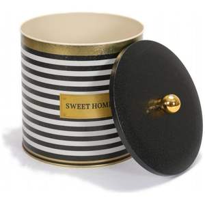 Recipiente redondo de Metal de 175x180mm Mango de perilla de 4.1L Línea blanca y negra Sweet Home - Product Image 4