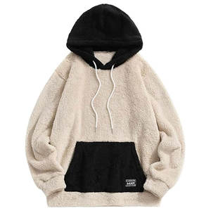 Streetwear Basid Training <b>Hoodie</b> Solid Color Kangaroo Pocket Puff Winter Warm <b>Sherpa</b> Fleece Custom Casual <b>Men's</b> Size - Product Image 5