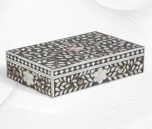 Boîte à bijoux indienne de luxe en incrustation d'os et résine faite à la main pour un design élégant Boîte à bijoux de mode pour femme - Product Image 5