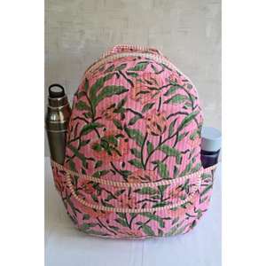 Sac à dos miniature en coton matelassé fait main léger, imprimé floral indien, style bohème, avec fermeture éclair, pour le camping, l'usage quotidien, unisexe, tous - Product Image 4