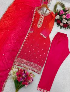 Beautiful <b>Wedding</b> Wear Pure Cinon Print <b>Top</b>-Pent and Dupatta - Product Image 4