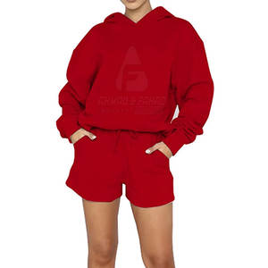 Conjunto de Sudadera Ligera Informal para Mujer y Pantalones Cortos - Mezcla de Poliéster/Algodón Transpirable y Ecológica de Alta Calidad, Listo para el Invierno - Product Image 2