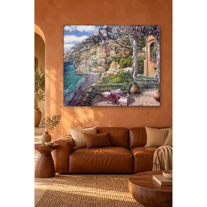 Côte de Positano vue depuis une terrasse avec impression sur toile Wisteria - Product Image 5