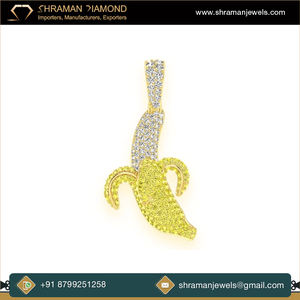 Collar con Colgante de Plata 925 Chapado en Oro, Diseño Moderno y Personalizado con Forma de Piel de Plátano y Piedra Natural, Serie Frutas, para Niños y Unisex - Product Image 2