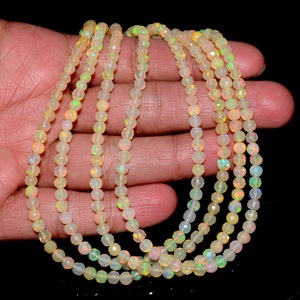 Perles de pierres précieuses rondes à facettes en opale éthiopienne de feu jaune naturel 4-5mm perles de feu Welo pour la fabrication de bijoux en opale taux de vrac - Product Image 4