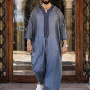 Pecho bordado personalizado para hombre al por mayor Thobe cómodo de manga corta para hombre Pakistán hecho Jubbah/daffah marroquí - Product Image 3