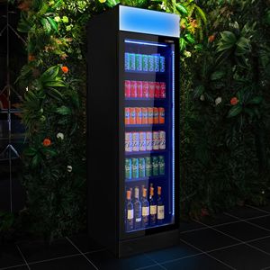 Commercial Beverage Display Fridge - 595mm - 345 Litres - 1 <b>hinged</b> <b>glass</b> <b>door</b> - LED lighting - Black - Temperature range 2 to 10 - Product Image 4