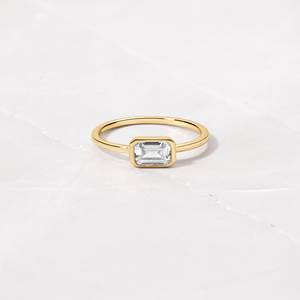 Anillo único hecho a mano de Plata de Ley 925 Zirconia cúbica corte esmeralda bisel de piedras preciosas ajuste elegante estilo clásico aniversario - Product Image 1