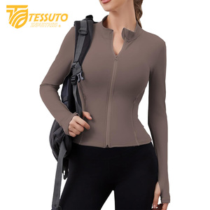 Women's Lightweight Long Sleeve UPF 50+ Hoodie Breathable Full Zip Winter Workout Sun Protection with <b>Stand</b> Collar - Product Image 2