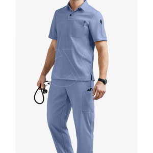 Combinaison de blouses d'hôpital pour hommes, été, couleur personnalisée, faible MOQ, uniforme uni, matière spandex, impression sérigraphique de haute qualité - Product Image 4