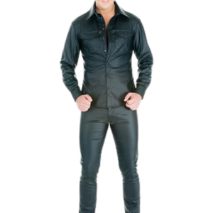 Leather Jockstrap <b>Black</b> Orange Faux Leather One Size Fetish Underwear - Product Image 3