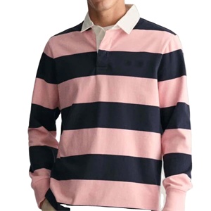 เสื้อโปโลผ้าคอตตอนลายทางสำหรับผู้ชายเสื้อโปโลรักบี้แขนยาวปักโลโก้ได้ตามต้องการ - Product Image 4