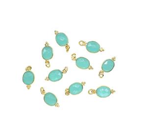 Colgante de Plata de Ley 925 con Calcedonia Aqua y Bisel, con Baño de Rodio y Oro Vintage, Joyería Unisex para Fiestas - Product Image 2