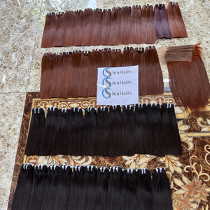 HOT SALE Quality Bone Straight Bundles Double Drawn Thick End Raw Virgin <b>Human</b> <b>Hair</b> Weft <b>Extension</b> Genius Weft <b>Hair</b> Bundles - Product Image 2