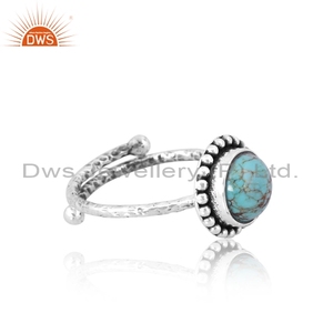Anillo de Plata de Ley 925 con Turquesa Natural de Kingman Oxidada, Joyería de Piedras Preciosas Naturales, Fabricante de Joyería - Product Image 4