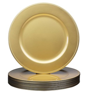 Assiette de présentation ronde en métal doré de style designer, vaisselle et assiettes faites à la main pour les dîners de mariage luxueux, décoration - Product Image 3