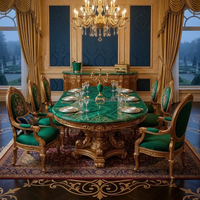 Ensemble de canapés en velours émeraude baroque sur mesure OE-FASHION, bois sculpté à la feuille d'or, ensemble de mobilier FF&E pour salon de villa