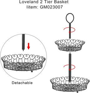 Loveland, encimera negra de 2 niveles, cesta de exhibición de pan de frutas, almacenamiento de cocina, soporte para verduras y frutero - Product Image 4