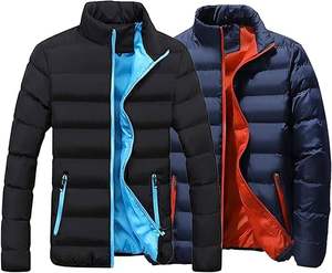 Veste d'hiver légère et décontractée en laine rembourrée pour hommes, style chaud avec fermeture éclair épaisse et manches longues, manteau à col montant - Product Image 4