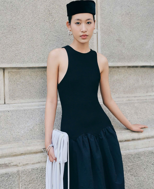 black dress frock design Nova - Black Embroidered Dress
