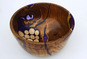 Madera agrietada con incrustaciones de resina, frutero, ensaladera creativa, cuenco de madera decorativo, platos, platos, tipo de vajilla - Product Image 2