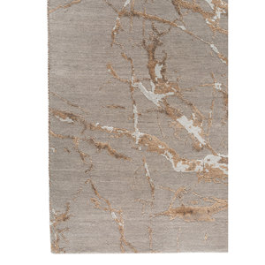 พรม Urban Pause Ela-302 ทอมือจากขนสัตว์และไหม สีเทาและดำ ลายแบบนามธรรม ทอแบบเรียบ สำหรับบ้าน ห้องโถง ห้องพัก - Kavi - Product Image 4