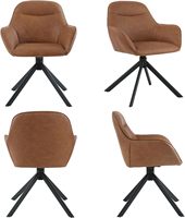 Lot de 6 chaises de salle à manger pivotantes en similicuir marron accoudoirs chaise rembourrée chaise de cuisine rotative