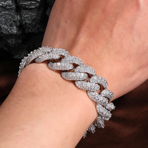 Pulsera Cubana de Plata con Diamantes Moissanite VVS, Joyería de Lujo para Muñeca, Estilo Hip Hop - Product Image 2