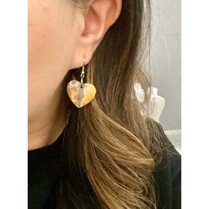 Southwest Handmade Drop <b>Earrings</b> with <b>Black</b> Agate and Sterling Silver Heart <b>Dangle</b> - Product Image 2
