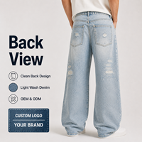 Jeans en denim large pour homme IKDEER, délavé, effet usé, avec patchs réparateurs, style vintage, pantalon de rue