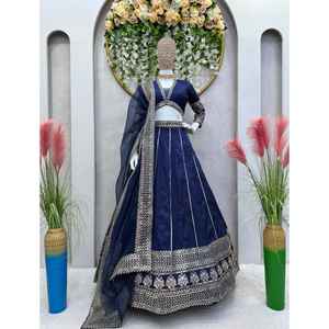 Lehengha detalles Tela Chinon Hilo de trabajo con Sequunce Tamaño Hasta 44 Micro interior - Product Image 1