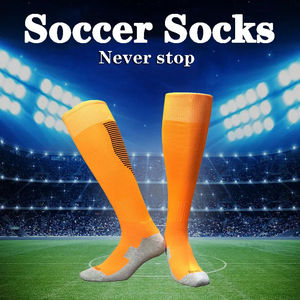 Chaussettes de sport de compression personnalisées, épaisses, avec fond en tissu éponge, pour football, rugby, volleyball, cyclisme, hauteur genou - Product Image 1