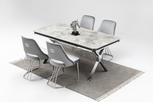 Ensembles de salle à manger modernes et convertibles en acier inoxydable de luxe chic pour la maison, l'appartement, l'hôtel et la villa - Product Image 2