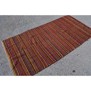 Vintage Turkish <b>Rug</b> 3.8 X 7.6ft Ethnic Red Black 10mm 100% Wool <b>Boho</b> Rectangular Hallway Abstract Patchwork Design for Living - Product Image 4