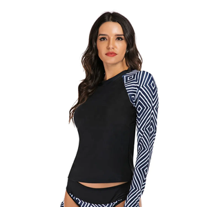 Custom Printed UPF 50+ Women's <b>Long</b> <b>Sleeve</b> Rashguard <b>Swimsuit</b> Breathable Stretch Quick Dry Sun Protection Swim Top Shirt Adults - Product Image 2