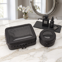 Pochette cosmétique ronde en PU de qualité supérieure personnalisable avec étui organisateur pour maquillage, huiles essentielles et petits objets en PVC