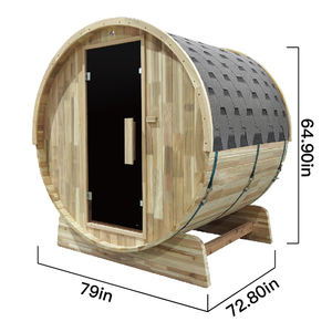 Sauna en baril de cèdre moderne, fabrication directe d'usine, avec poêle à bois, pour utilisation en extérieur, parc et famille, capacité de 4 à 6 personnes - Product Image 1