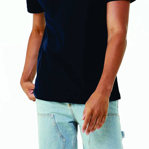 เสื้อยืดลำลองทรงหลวมโอเวอร์ไซส์ผู้ชายผ้าฝ้ายสีทึบทรงหลวม - Product Image 6